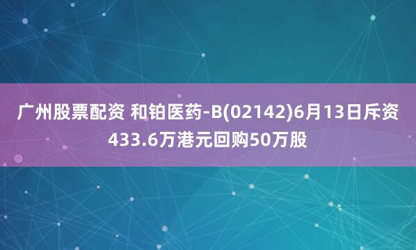 广州股票配资 和铂医药-B(02142)6月13日斥资433.6万港元回购50万股