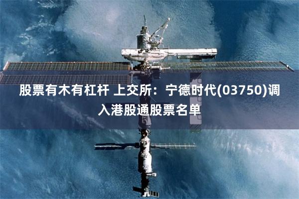 股票有木有杠杆 上交所：宁德时代(03750)调入港股通股票名单