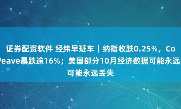 证券配资软件 经纬早班车|纳指收跌0.25%,CoreWeave暴跌逾16%;美国部分10月经济数据可能永远丢失